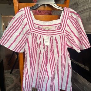 LOFT Pink Striped Women's Top
